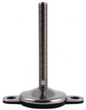 Stainless steel feet – medium load – Stainless steel adjustable feet Ø 80 with fixing, 10° tilting screw, vulcanized pad